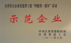 江蘇省非公企業(yè)黨建帶工建“四統(tǒng)籌一創(chuàng)爭”活動示范企業(yè)